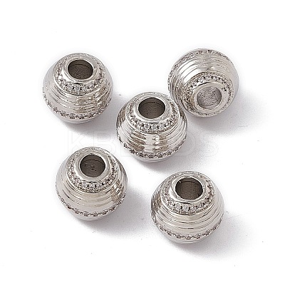 Rack Plating Brass Micro Pave Cubic Zirconia Beads KK-C007-46P-1