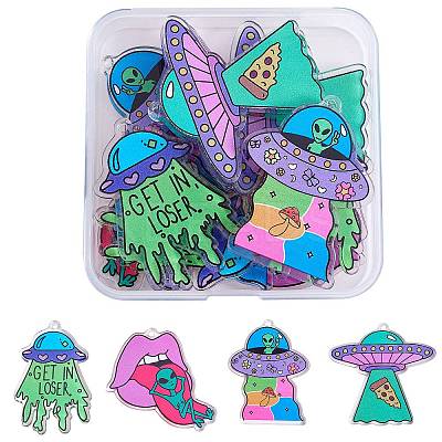 16Pcs 4 Style Alien Theme Colorful Acrylic Pendants FIND-SZ0002-97-1