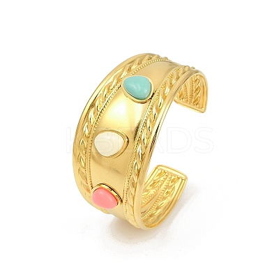 304 Stainless Steel Wide Cuff Bangles for Women LS-BJEW-K285-02G-1