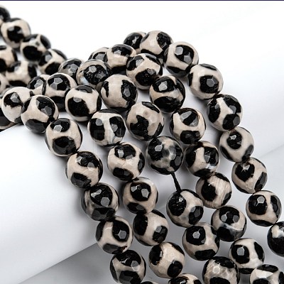 Tibetan Style Turtle Back Pattern dZi Beads X-G-H1453-1-1