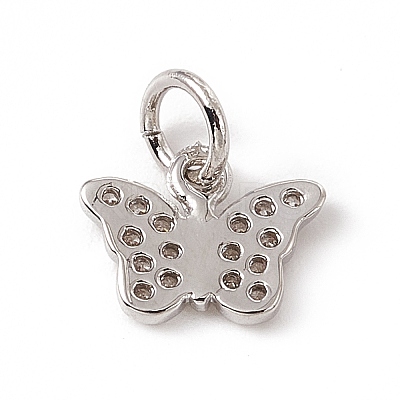 Brass Micro Pave Clear Cubic Zirconia Butterfly Charms ZIRC-F132-43P-1