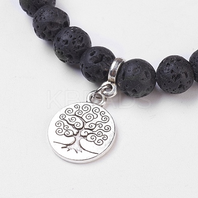 Natural Lava Rock Stretch Bracelets BJEW-JB03771-01-1