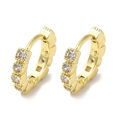 Rack Plating Brass Micro Pave Clear Cubic Zirconia Huggie Hoop Earrings for Women EJEW-C097-13G-09-1
