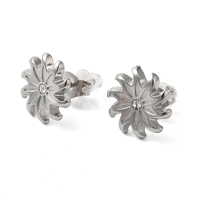 Non-Tarnish 304 Stainless Steel Embossing Stud Earrings LS-EJEW-U001-06P-02-1