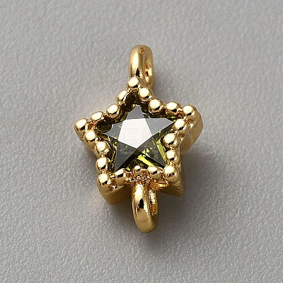 Light Gold Plated Brass Pave Cubic Zirconia Connector Charms KK-CJC0001-43KCG-04-1