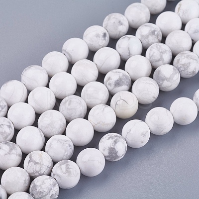 Natural Howlite Round Bead Strands X-G-I107-8mm-1