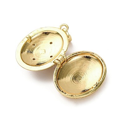 Brass Micro Pave Clear Cubic Zirconia Locket Pendants KK-F912-03G-1