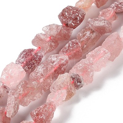 Raw Rough Synthetic Strawberry Quartz Beads Strands G-B065-C08-1