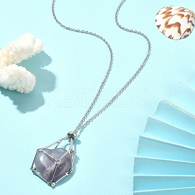 Brass Pouch Necklace Making for Gemstone Nugget NJEW-JN04369-01-1