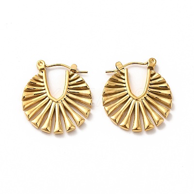 Ion Plating(IP) 304 Stainless Steel Hollow Out Flat Round Hoop Earrings for Women EJEW-K243-10G-1