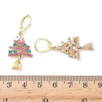 Christmas Alloy Rhinestone Hoop Earrings EJEW-F399-02G-1