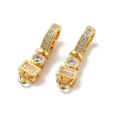 Brass Micro Pave Clear Cubic Zirconia Fold Over Clasps KK-G419-31G-1