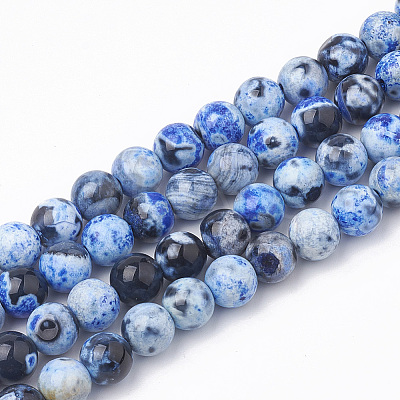 Dyed Natural Fire Crackle Agate Beads Strands G-T098-02B-06-1