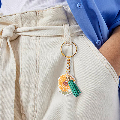 Acrylic Sunflower Pendant Keychains KEYC-TAC00010-1