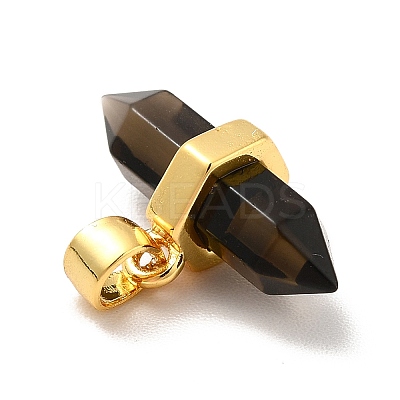Natural Smoky Quartz Double Terminal Pointed Pendants G-P481-01G-06-1