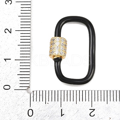 Oval Brass Micro Pave Clear Cubic Zirconia Screw Carabiner Clasps KK-B167-01B-G-1
