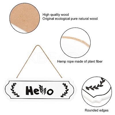 Hello Sign Natural Wood Door Hanging Decoration for Front Door Decoration HJEW-CN0001-01A-1