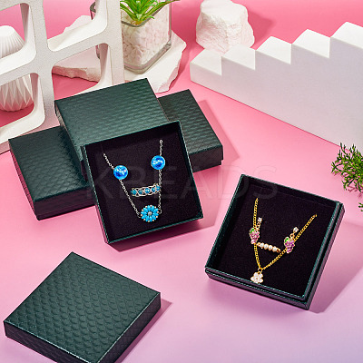 5Pcs Rhombus Textured Cardboard Jewelry Packing Boxes with Sponge Inside CBOX-TA0001-18E-1
