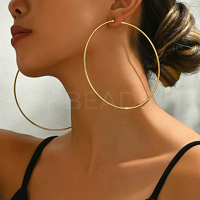 Stylish 201 Stainless Steel Exaggerated Ring Hoop Earrings YK5940-1