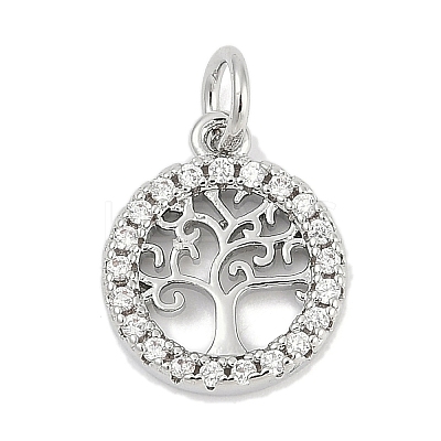 Brass Micro Pave Clear Cubic Zirconia Charms KK-G522-46P-1