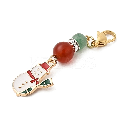 Christmas Tree/Bell/Snowman/Candy Cane Alloy Enamel Pendant Decorations HJEW-TA00192-1