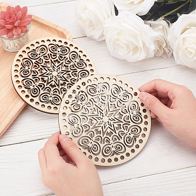 Wooden Basket Bottoms AJEW-WH0129-07B-1