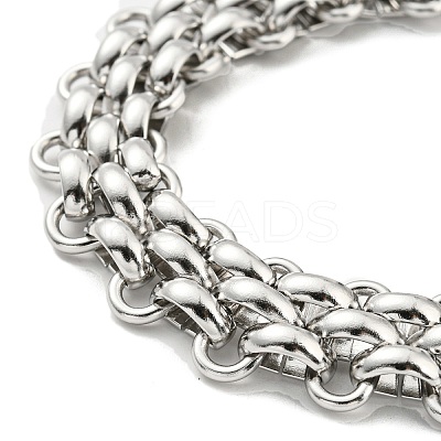 Non-Tarnish 304 Stainless Steel Mesh Chain Bracelet BJEW-C042-03P-1