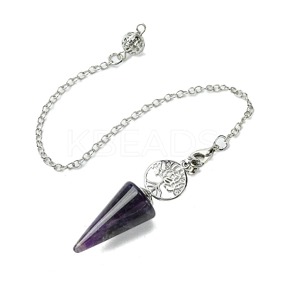 Natural Amethyst Cone Dowsing Pendulum Big Pendants G-C114-02P-16-1