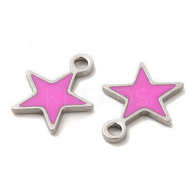 304 Stainless Steel Enamel Pendants STAS-M308-13P-03-1
