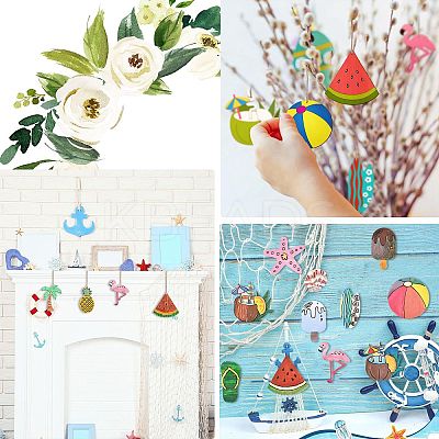 1Set Laser Cut Wood Shapes Pendants WOOD-CJ0002-23-1