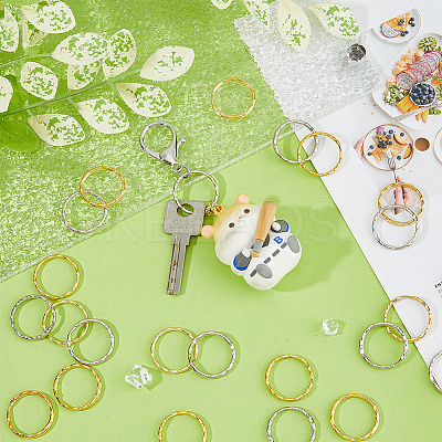 60Pcs 2 Colors Iron Split Key Rings KK-DC0004-15-1