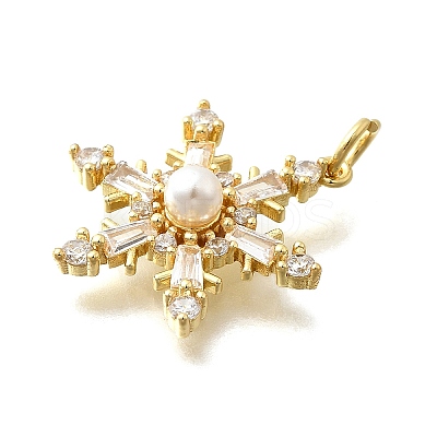 Brass Micro Pave Cubic Zirconia with ABS imitation pearl Pendants KK-D295-25G-1