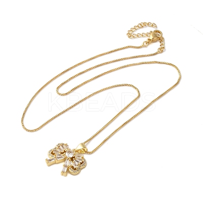 Brass Pave Clear Cubic Zirconia Pendant Necklaces for Women LS-NJEW-S429-04G-01-1
