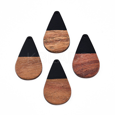 Opaque Resin & Walnut Wood Pendants RESI-N025-030-B01-1