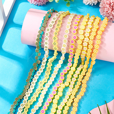 9 Strands 9 Styles Handmade Polymer Clay Bead Strands CLAY-TA0001-74-1