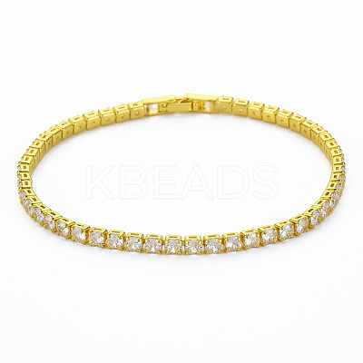 Clear Cubic Zirconia Tennis Bracelet BJEW-N241-001A-01LG-NR-1
