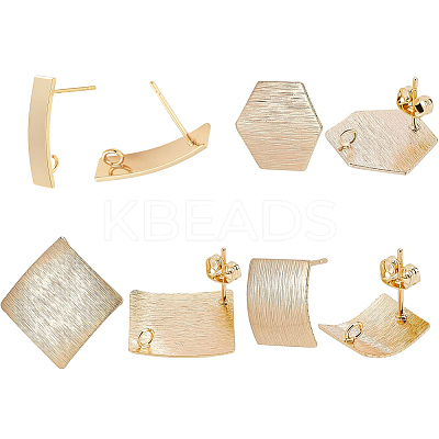 16Pcs 4 Style Brass Stud Earring Findings KK-BBC0003-30-1