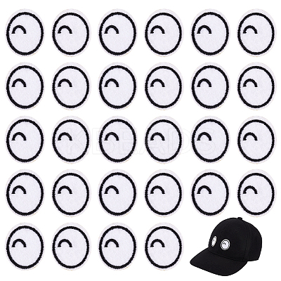20 Pairs Cartoon Eyes Polyester Embroidery Cloth Iron on Patches PATC-BC0001-10-1