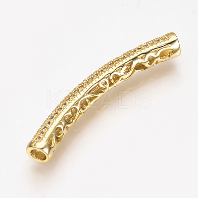 Brass Micro Pave Cubic Zirconia Tube Beads ZIRC-T004-75G-1