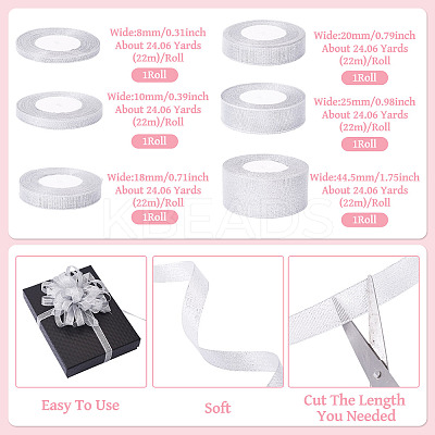 6 Styles 6 Rolls Polyester Ribbons SRIB-TA0001-27-1