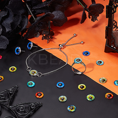 Luminous Eye Printed Glass Cabochons GGLA-PH0001-22A-1