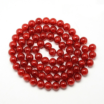 Baking Paint Crackle Glass Beads Strands X-DGLA-Q023-8mm-YS31-1