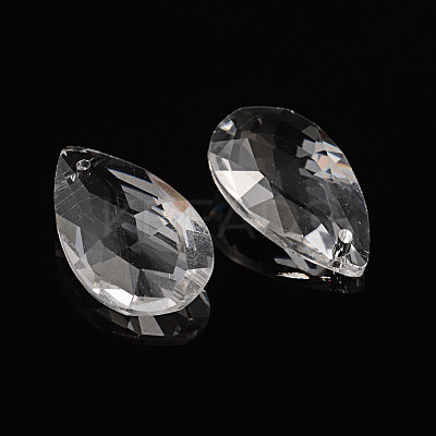 Faceted Teardrop Transparent Glass Pendants EGLA-R085-03-1