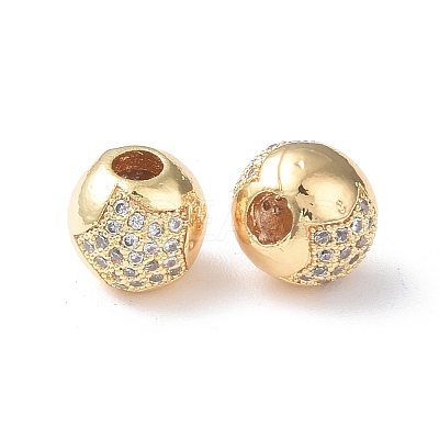 Brass Micro Pave Cubic Zirconia Beads KK-I702-19A-G-1
