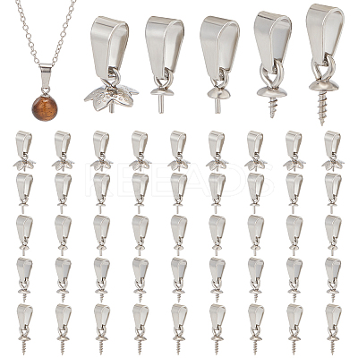 50Pcs 5 Style 201 Stainless Steel Screw Cup Pearl Peg Bails Pin Pendants DIY-AB00038-1