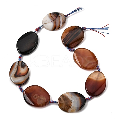 Natural Banded Agate Beads Strands G-P605-L02-10-1
