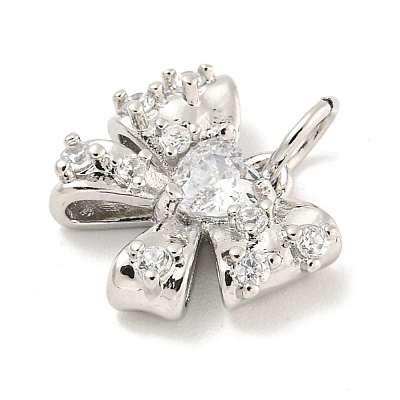 Rack Plating Brass Micro Pave Clear Cubic Zirconia Pendants KK-B093-01E-P-1