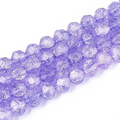 Transparent Crackle Glass Beads Strands GLAA-N053-8mm-05-1