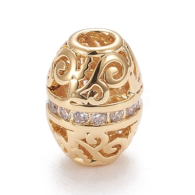 Brass Micro Pave Clear Cubic Zirconia Beads LS-KK-K243-12G-1