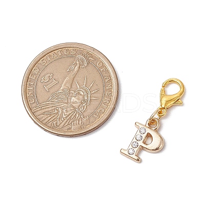 26Pcs Letter A~Z Alloy Rhinestone Pendant Decorations HJEW-JM02653-1